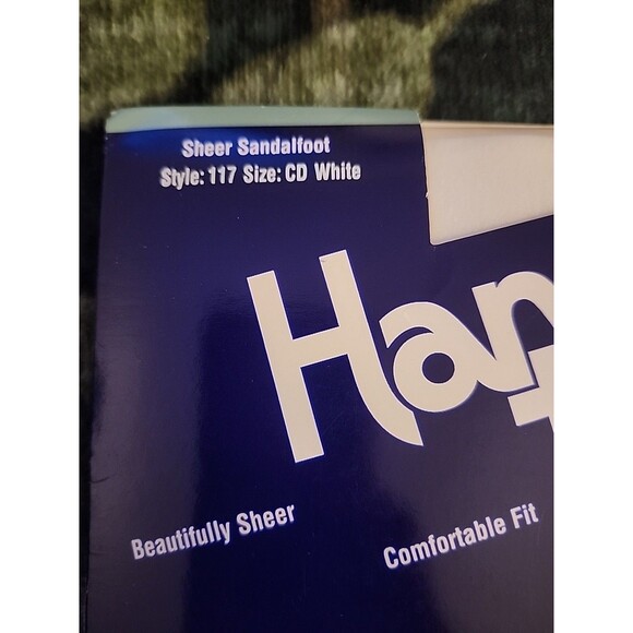 NOS Hanes Pantyhose Sheer Sandalfoot White Size CD NIP Style 117 Sheer Vintage - Picture 2 of 5